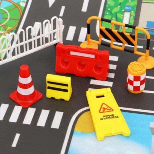 1:12 Dollhouse Miniature Mini Outdoor Road Constructions Scene At Road Construction Site Doll House Decration Accessories