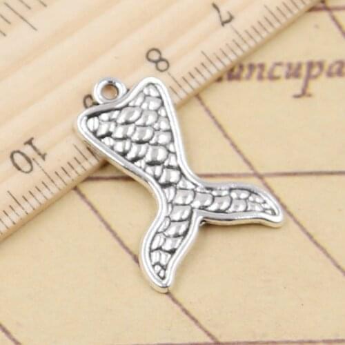 10pcs Charms Fish Mermaid Tail 27x19mm Tibetan Silver Color Pendants Antique Jewelry Making DIY Handmade Craft