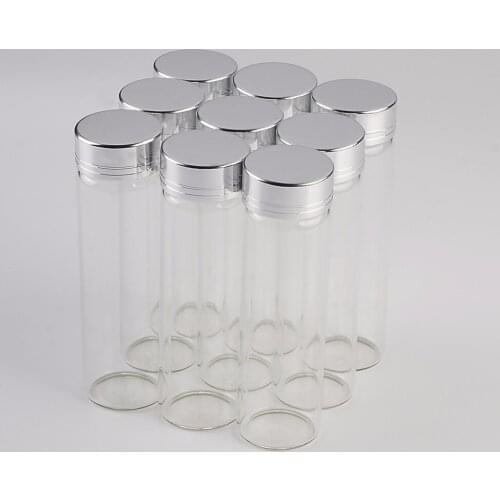 20 pcs 30x103 mm Clear Transparent Glass Bottles With Silver Screw Cap DIY 50 ml Empty Wishing Stars Glass Jars