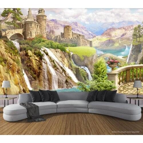 Papel de parede Garden castle landscape background wall 3d wallpaper,bedroom KTV bar mural wall decor