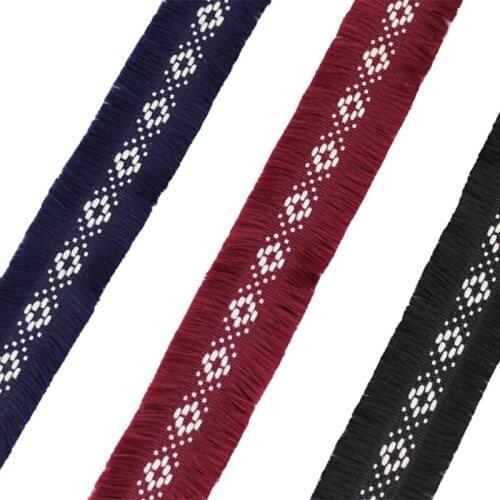 5 yards Fringed Trim Embroidered tassel webbing 3 cm wide Sewing Accessory for Garment bag Curtain 3 colour in stock