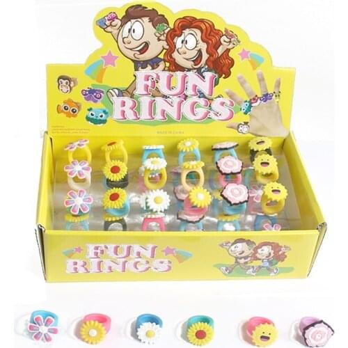 6 Styles/set Cute Cartoon Kids Rubber Ring For Boys Girls Party Favor