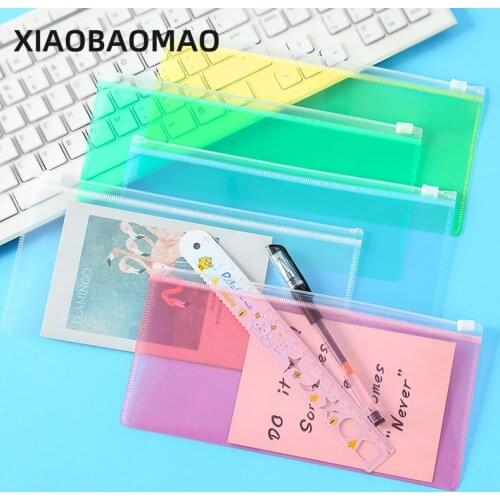 A6 Pull Side Storage Bag Transparent Frosted File Bag Data Storage File Folder Bag School Office Stationery