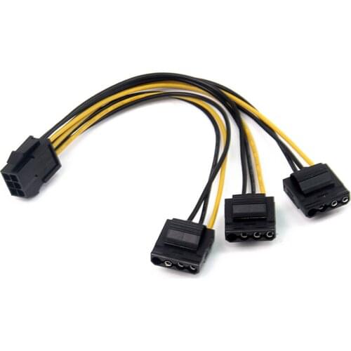 AU42 -Lingable 6P to Molex 4P Power Cable 6P Male to Three Large 4 Pin Graphics Card Power Supply Adapter Miner Cables