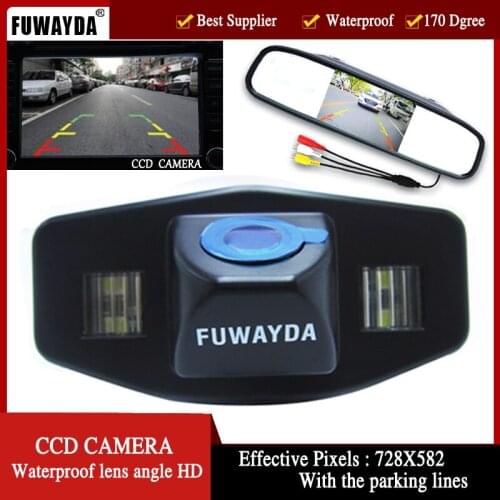 FUWAYDA night vision CCD Car RearView Camera for Honda Accord Pilot Civic Odyssey Acura TSX,with 4.3Inch Rearview Mirror Monitor
