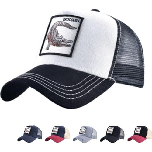 Men Animal Embroidered Crocod Mesh Baseball Cap Hip-Hop Trucker Unisex Outdoor Sport Sunhat Women Breathable Snapback Adjust Hat