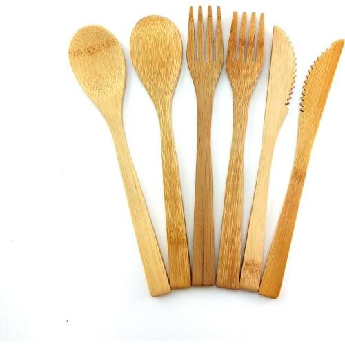 Biodegradable Totally Bamboo 3Pcs Bamboo Flatware Set Dishwasher-Safe Fork Spoon Knife Eco-friendly Coconut Wooden Utensil set