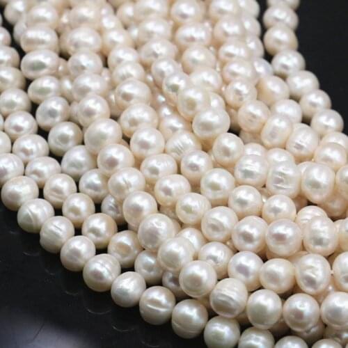 Natural Pearl Loose Beads for Jewelry Making White 8-9mm Freshwater Spacer Pearls DIY Necklace Bracelet Findings 14.5inch A485