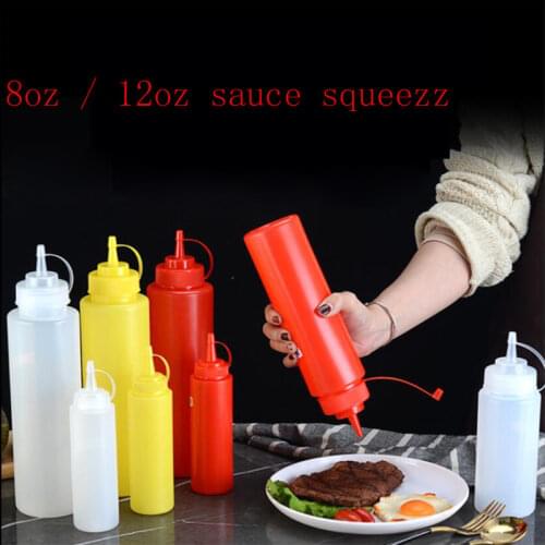 Sauce Vinegar Oil Ketchup Gravy Cruet Kitchen Accessories Gravy Boat Plastic Condiment Dispenser 8oz Squeeze Bottle