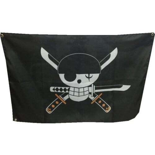 60cmx90cm High Quality One Piece Roronoa Zoro Flag Jolly Roger Pirate Flag Home Decor Polyester Banner 2x3 FT