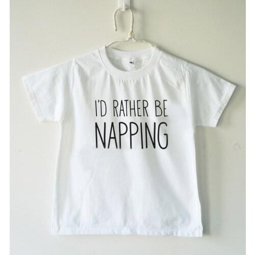 I'd rather be napping Kids tshirt Boy Girl t shirt For Children Toddler Clothes Funny Tumblr Top Tees Drop Ship CZ-43