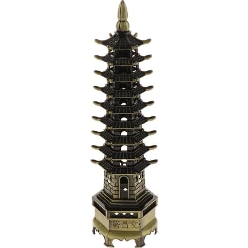 Chinese Buddhism Zinc Alloy Feng Shui Wen Chang Pagoda Tower Crafts Furnishing Articles Tower Model Decorative Ornament