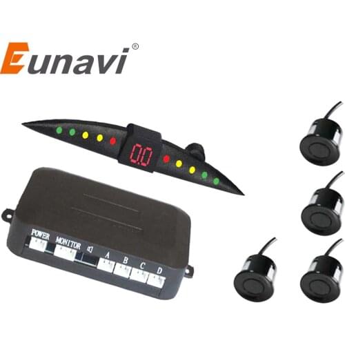 Eunavi Buzzer Car Parking Sensor Kit Backup Radar Sound Alert Indicator Probe System 4 Sensors 22mm 12V
