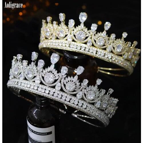 Pageant Crowns Full Cubic Zirconia Silver Crowns CZ Zircon Wedding Tiaras Prom Pageant Diadem Bridal Hair Jewelry Accessories