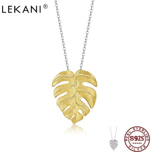 LEKANI Plant Leaf Series Necklace For Women S925 Sterling Silver Gold And Silver Two Color Choose Young Tree Leaf Fine Jewelry