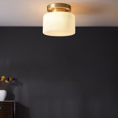 Full Copper LED Ceiling Lights Glass E27 Corridor Lamp Modern Northern For Bedroom Balcony Corridor Kitchen Lighting Fixtures