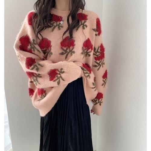 Korobov Autumn Winter Flower Embroidery Sweet Pullovers Japanese O Neck Long Sleeve Korean Sweaters Vintage Elegant Sueter Mujer
