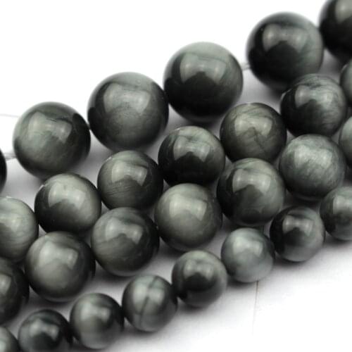 Natural gray hawk eye stone beads natural GEM beads DIY loose beads for jewelry making strand 15" wholesale