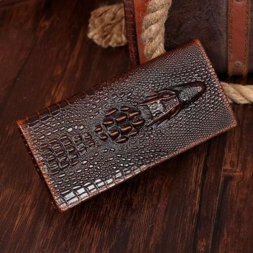 061018 new hot yesetn men fashion leather crocodile grain long hand bag male clutches wallet