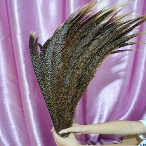 New 50pcs DIY Dress/home/Chinese opera Accessories 28-30 inches/70-75 cm Natural Golden pheasant tail Feathers