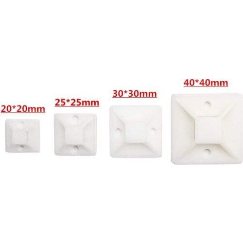 New High quality 1000pcs 25*25mm Self Adhesive Stick-on Mounts for Cable Ties / Routing Looms Wire & Cable Base Clamps Clip