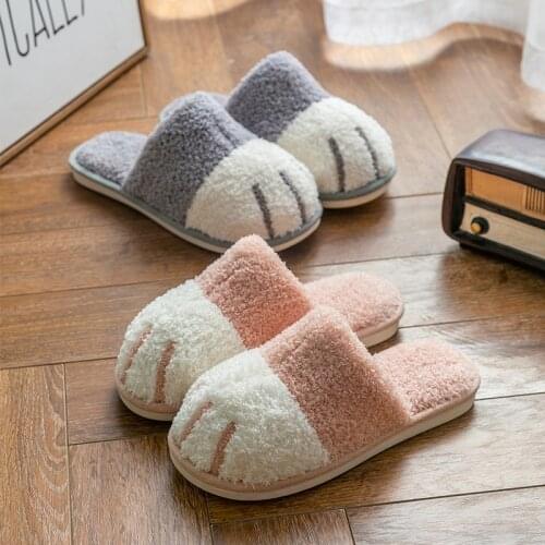 New Cotton Slippers Womens Winter Thick Velvet Shose Winter Home Shoes Home Couples Slippers Warm And Non-Slip Cotton Shoes Men