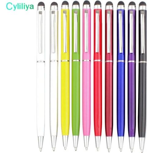 Wholesale 1000pcs/lot Cheapest Metal Touch Pen 2 in1 Stylus With ball Pen For iPhone ipad iPod Mobile Phone Free DHL