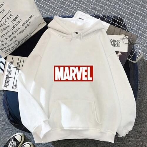 Autumn Winter New Marvel Hoodie Kawaii Hooded Pullover Clothes Cartoon Harajuku Women Plus Velvet Fashion Femme Male Sweatshirt