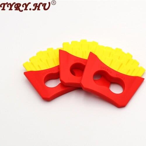 TYRY.HU Funny Potato Chips Baby Teether Food Grade French Fries BPA free Silicone Teething Beads 3pcs Baby Rattles Nursing Tools