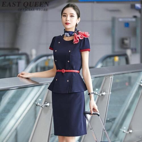 Flight attendant uniform ladies elegant flight stewardess uniform female business office social dress for special occasion FF481