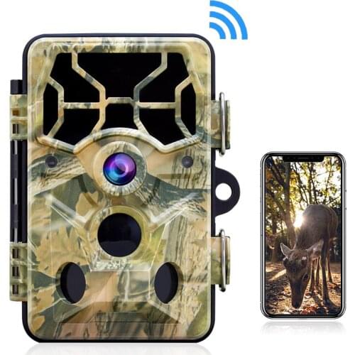 WiFi Hunting Camera 30MP Bluetooth Trail Camera 1296P Night Vision Motion Activated Waterproof IP66 Outdoor Wildlife Monitoring