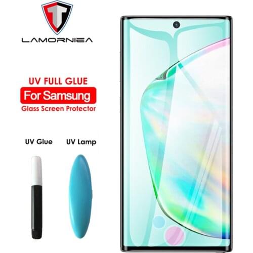 Lamorniea UV Glue Tempered Glass For Samsung Galaxy A30 A50 A10 Screen Protector For Samsung M10 M20 M30 M40 A40 A60 A70 A80 A90