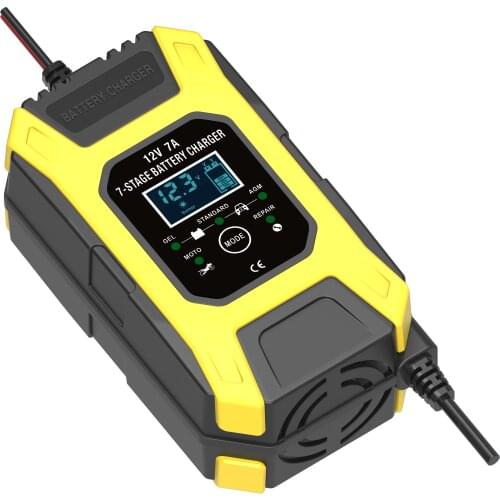 12V 7A Full Automatic Battery-chargers Digital LCD Display Car Battery Chargers Power Puls Repair Chargers Wet Dry Lead Acid