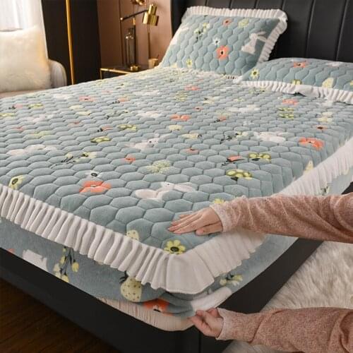 Winter Warm Bed Cushion Cover Thick Cotton-Padded Bed Cover Non-slip Mattress Cover For Mattress Thick Soft Pad For Bed LD385
