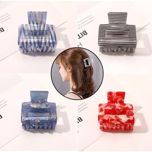 1PC New Cute Small Acetate Colorful Geometric Acrylic Hairpins Hair Clip Crab For Women Girl Clamp Hair Accessories Headwear