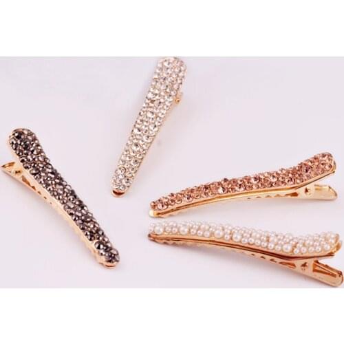 1Pcs Women Shining Crystal Rhinestone Hairpins Barrettes Girl Kids Cute Geometric Hair Clips Seed Beads Hairgrip Hair Accessorie