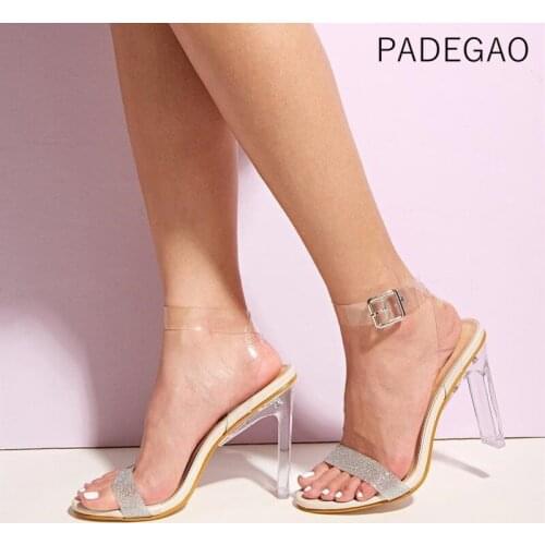 2020 Casual Fashion Women Buckle Sandals Concise Open Toe Crystal High Heels Women Shoes