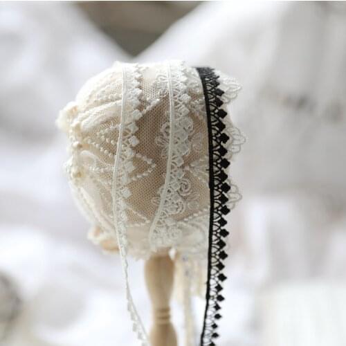 3 Yards Width 0.8cm High Quality Black White Lace Trim Ribbon Embroidery Water Soluble Lace Fabric DIY Garment Sewing Materials