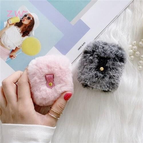3D Cute Winter Warm Plush Fox Fur Earphone Case For Apple Airpods 1 2 Pro 3 Wireless Charging Cover