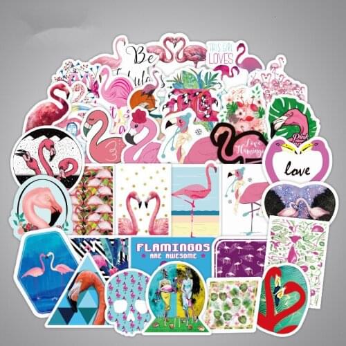 50PCS DIY Flamingo Love Stickers Room Decoration Outdoor Camping Laptop Luggage Wall Sticker Living Room Wall Decor