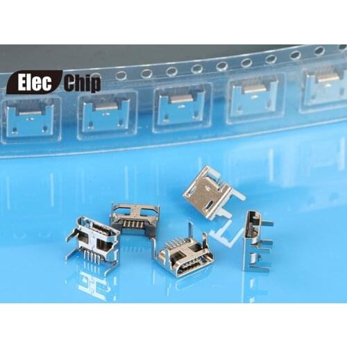 50pcs Micro USB connector 5pin seat Jack Micro usb Four legs 5P Inserting plate seat Mini usb connector Free shipping