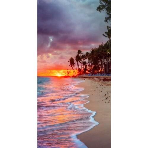 5D DIY Diamond Painting Sunset Beach Cross Stitch Kit Full Drill Square Embroidery Mosaic Art Picture of Rhinestones Gift Decor