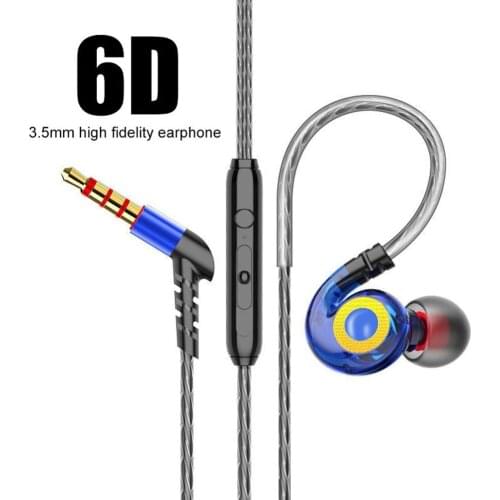 6D 4-Core Dual Dynamic In-Ear 3.5mm High-Fidelity In-Ear Earphones Sports Bass Dynamic Mobile Phone Headset For Samsung Xiaomi