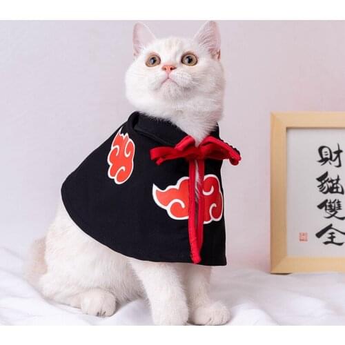 Akatsuki Cat Cloak Pet Dog Cape Leisure Tops Small Dog COS Costume Ninja Akatsuki Cape