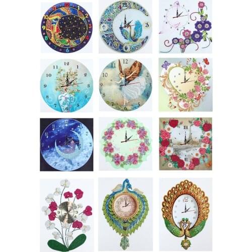 Diamond Painting Cross Embroidery Wall Clock DIY Part Drill Special Shaped Diamond Clock Stitch Home Decoration
