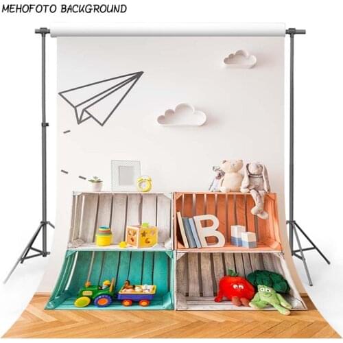 White Paper Plane Photography Background 5x7 Toy Car Bookshelf Ivory Wall Yellow Wood Newborn Photo Backdrop Backgrounds Studio
