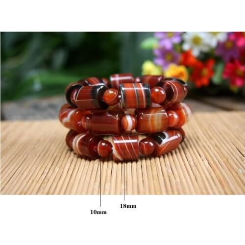Natural Stones Sardonyx Multicolor Stripe Agates Bracelets Round Beads Bangle Men Women Crystal Quartz Jewelry Love Energy Gift