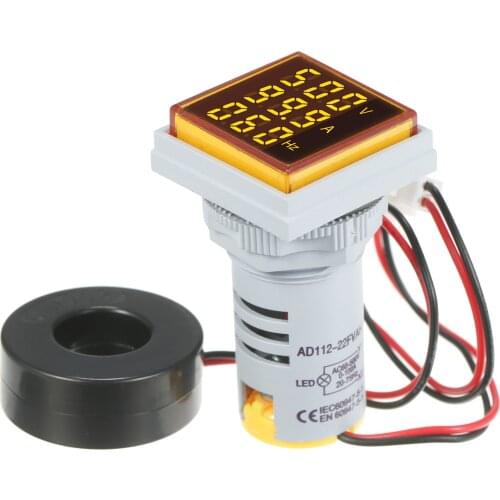 Square Digital Volt-ammeter Voltammeter Ammeter Cymometer Three LED Display Voltage & Current &Frequency Meter Indicator Monitor