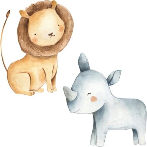 Three Ratels QCF24 Lovely forest animal Rhinoceros and lions kids STICKERS NURSERY decoration toilet refrigerator decals