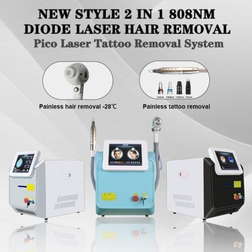 Free Shipping 2 in 1 808nm Diode laser machine hair removal & NDYAG Q-Switch 755 1320 532 1064NM Tattoo Removal Beauty Machine